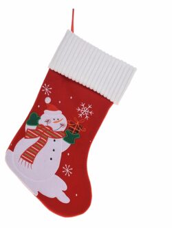 Kerstsokken met sneeuwpop print 46 cm Multi