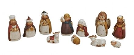 Kerststal beelden - 11x stuks - porselein - 3 tot 11 cm - kerstbeelden - Kerststallen Multikleur