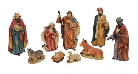 Kerststal beelden - 9x stuks - polystone - 4 tot 19 cm - kerstbeelden - Kerststallen Multikleur