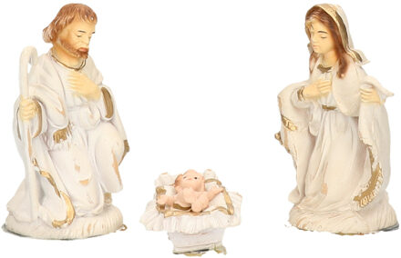 Kerststal beelden / figuren wit 3 stuks in doos 21 x 16 x 6,5 cm Multi