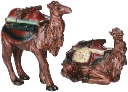 Kerststal kamelen beeldjes - 4x st - 11 x 12 x 5,5 cm - kamelenbeeldjes