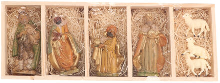 Kerststal/kerstbeelden van de 3 koningen, herder en schapen 12 cm Multi