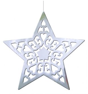 Kerstster hangdecoratie zilver 50 cm - Hangdecoratie Zilverkleurig