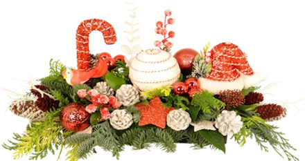 Kerststuk Candy cane langwerpig 55cm lang