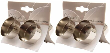 Kerststukjes theelichthouders - 8x st - zilver - D4,2 x L7,5 cm - ijzer - kaarsenhouders