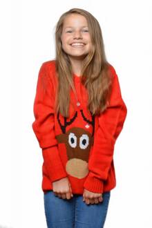 Kersttrui kind rendier rood Rood - Zalm