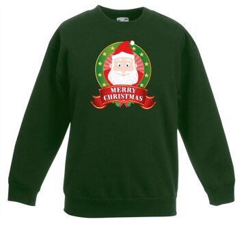 Kersttrui met de kerstman groen voor jongens en meisjes 9-11 jaar (134/146) - kerst truien kind
