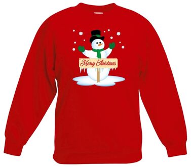Kersttrui met sneeuwpop rood voor jongens en meisjes 5-6 jaar (110/116) - kerst truien kind