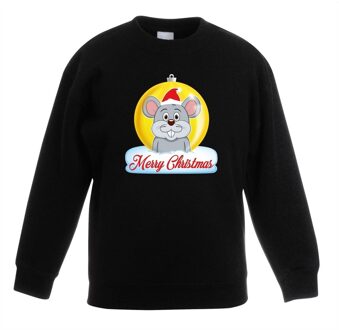 Kersttrui muis kerstbal zwart voor jongens en meisjes 9-11 jaar (134/146) - kerst truien kind