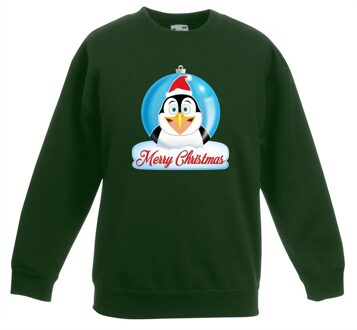 Kersttrui pinguin kerstbal groen voor jongens en meisjes 3-4 jaar (98/104) - kerst truien kind