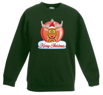 Kersttrui Rudolf kerstbal groen voor jongens en meisjes 12-13 jaar (152/164) - kerst truien kind