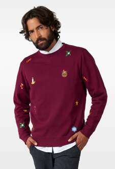 Kersttrui X-Mas Icons Bordeaux Rood Rood - Zalm