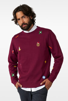 Kersttrui X-Mas Icons Bordeaux Rood Rood - Zalm