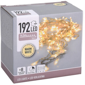 Kerstverlichting 192 warm witte lampjes op batterij 1450 cm met timer - Kerstverlichting kerstboom