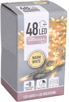 Kerstverlichting - 2 stuks - warm wit - 350 cm - met timer - 48 leds - Kerstverlichting kerstboom Transparant