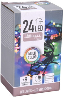 Kerstverlichting 24 gekleurde lampjes op batterij 180 cm met timer - Kerstverlichting kerstboom Multikleur