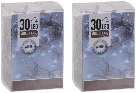 Kerstverlichting - 2x - 2 meter - op batterij - helder wit - 30 lampjes - lichtsnoer