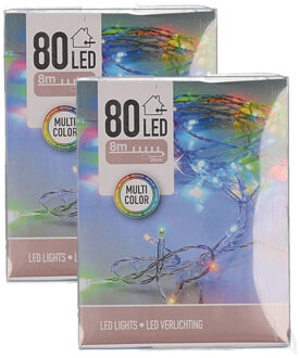 Kerstverlichting - 2x - 8 meter - LED gekleurd - binnen - 80 lampjes - boomverlichting