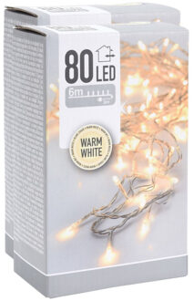 Kerstverlichting - 2x - 80 led lampjes - warm wit - 6 meter - lichtsnoer