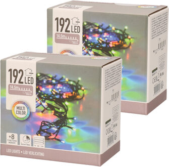 Kerstverlichting - 2x - LED gekleurd - op batterijen - 14 meter