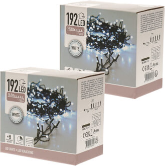 Kerstverlichting - 2x - LED - helder wit - op batterijen - 15 meter