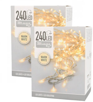 Kerstverlichting - 2x - LED lichtsnoer - transparant - 240 lampjes - warm wit - voor binnen en buite