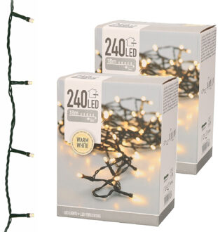 Kerstverlichting - 2x - LED - warm - wit - 240 lampjes - 21 meter