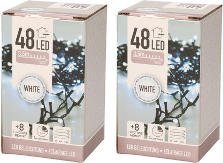 Kerstverlichting - 2x - op batterij - helder wit - buiten - 48 lampjes - Kerstlampjes op batterijen