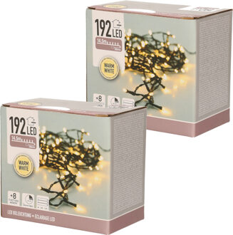 Kerstverlichting - 2x - op batterij - warm - wit - 192 lampjes - 15 meter