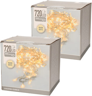 Kerstverlichting - 2x - transparant - 720 leds - warm witte lampjes - 5400 cm - Boomverlichting