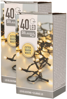 Kerstverlichting - 2x - warm wit - 40 LEDs - 3 m - kerstversiering - buiten
