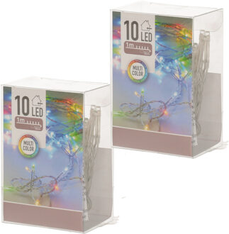 Kerstverlichting - 3x - 1 meter - op batterij - gekleurd - 10 lampjes