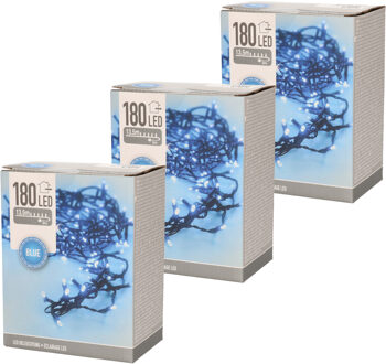 Kerstverlichting - 3x - LED - blauw - 16,5 meter - Kerstlampjes blauw