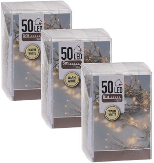 Kerstverlichting - 3x - op batterij - warm wit - 50 LED lampjes - 5 meter