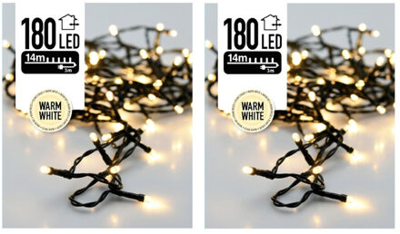 Kerstverlichting - 3x stuks - warm wit - 180 led lampjes - 14 meter - zwart snoer - buiten