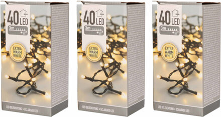Kerstverlichting - 3x - warm wit - 40 LEDs - 3 m - kerstversiering - buiten