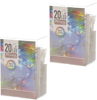 Kerstverlichting - 6x - 2 meter - gekleurd - op batterij - indoor - Kerst lampjes Multi