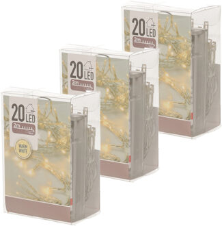 Kerstverlichting - 6x - op batterij - warm - wit - 20 lampjes - 2 meter