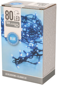 Kerstverlichting/feestverlichting lichtsnoeren 80 blauwe LED lampjes 600 cm