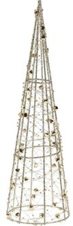 Kerstverlichting figuren Led kegel kerstboom lamp 40 cm goud op batterijen met timer - kerstverlichting figuur Goudkleurig
