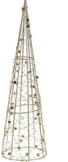 Kerstverlichting figuren Led kegel kerstboom lamp 80 cm goud op batterijen met timer - kerstverlichting figuur Goudkleurig