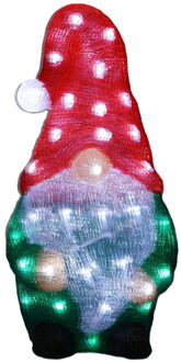 Kerstverlichting figuur - gnome/dwerg - 22 x 17 x 44,5 cm - LED decoratie kerstfiguren Groen