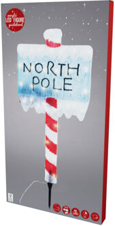 Kerstverlichting figuur - North Pole bord - H78 cm - LED verlichting voor in de tuin Rood