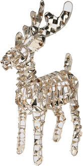 Kerstverlichting figuur - rendier - goud - 24 x 8 x 37 cm - 50 led lampjes - warm wit