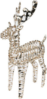 Kerstverlichting figuur - rendier - goud - 36 x 14 x 60 cm - 100 led lampjes - warm wit