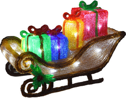 Kerstverlichting figuur - slee met cadeaus - H40 cm - 40 led lampjes - buiten Multi
