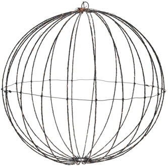 Kerstverlichting - lichtbol - metaal - met timer - warm wit licht - 50 cm Zwart