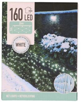 Kerstverlichting lichtnetten/netverlichting 200 x 100 cm helder wit - Kerstverlichting lichtgordijn