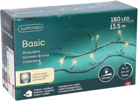 Kerstverlichting lichtsnoer - 180 led lampjes - warm wit - 1350 cm - kerstlampjes