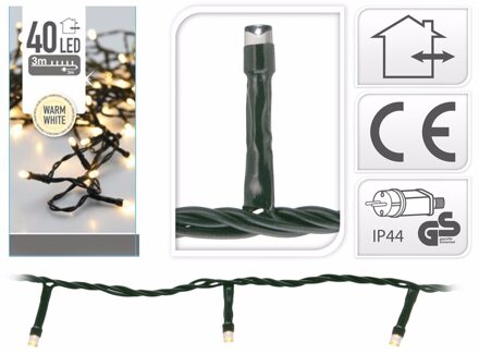 Kerstverlichting lichtsnoer - 2x - 40 led lampjes - warm wit - 300 cm - kerstlampjes